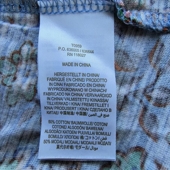 Boden Top Size 6 Blue Paisley Floral Mixed Prints Button-Up Bobble Trim Cotton - Picture 16 of 16